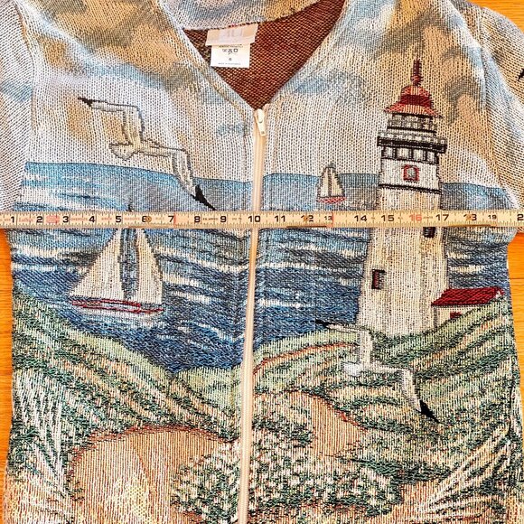 Vintage Art Unlimited Coastal Lighthouse Full-Zip Sweater Size M - Picture 14 of 14